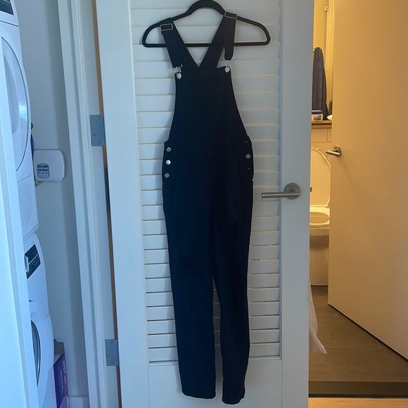 12th Tribe Black Runaway Girl Denim Overalls Size S - Picture 5 of 12